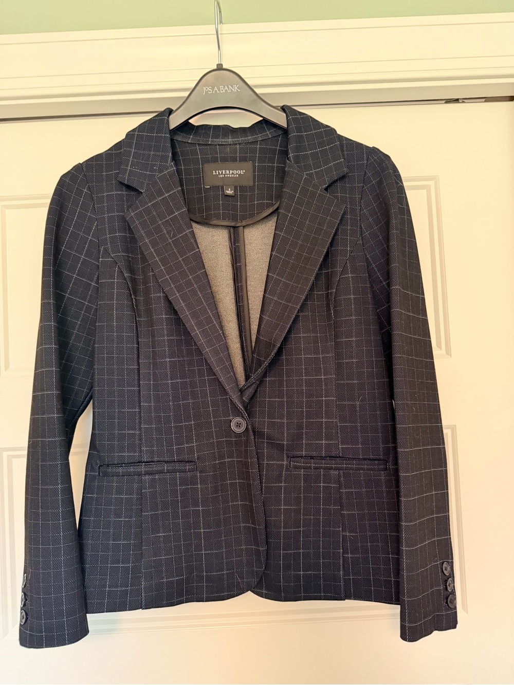 Liverpool Navy Windowpane One-Button Blazer